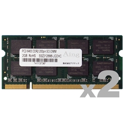 DDR2-800/PC2-6400 SO-DIMM 1GB×2g ADS6400N-1GW