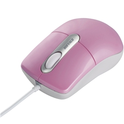 【クリックで詳細表示】有線光学式マウス Sサイズ ピンク BSMOU07SPK
