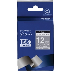 【クリックでお店のこの商品のページへ】TZeテープ おしゃれテープ(つや消しライトグレー地/白字) 12mm TZe-MQL35
