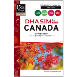 DHA SIM for CANADA Ji_p 3015GB f[^ SIM J[h 5G/4G ndbԍt ndb/SMS DHA-SIM-170