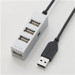 【クリックでお店のこの商品のページへ】スイングプラグ採用 セルフ＆バスパワー対応4ポート USB2.0ハブ/1.0m(シルバー) U2H-TZ410SSV