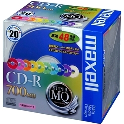 【クリックで詳細表示】データ用48倍速対応CD-R.記憶容量700MB.色ミックス1枚つづプラケース入り20枚パック CDR700S.MIX1P20S