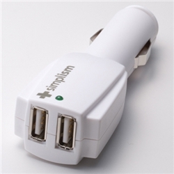 【クリックでお店のこの商品のページへ】Dual USB Car Charger 2A - White TR-DUCC2A-WT