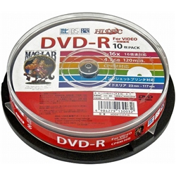 【クリックで詳細表示】CPRM対応 録画用DVD-R 4.7GB 16倍速 ワイドプリンタブル対応 10枚スピンドルケース HDDR12JCP10