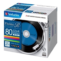 【クリックで詳細表示】CD-R(Audio) 80分 5mmケース20枚パック カラーミックス(5色) Phono-Rシリーズ MUR80PHS20V1