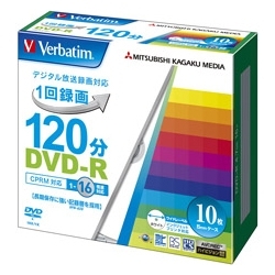 【クリックでお店のこの商品のページへ】DVD-R(CPRM) 録画用 120分 1-16倍速 5mmケース10枚パック ワイド印刷対応 VHR12JP10V1