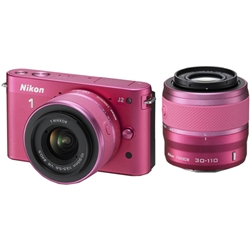 【クリックで詳細表示】レンズ交換式アドバンストカメラ Nikon 1 J2 ダブルズームキット ピンク N1J2WZPK