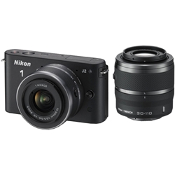 【クリックでお店のこの商品のページへ】レンズ交換式アドバンストカメラ Nikon 1 J2 ダブルズームキット ブラック N1J2WZBK