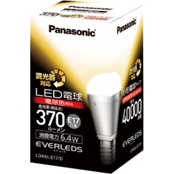 【クリックで詳細表示】LED電球 6.4W(電球色) LDA6LE17D