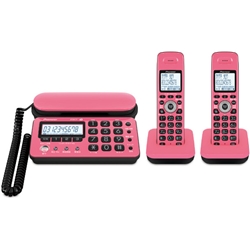 【クリックで詳細表示】デジタルコードレス留守番電話機 子機2台タイプ ピンクブラック TF-SD10W-PK