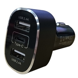 【クリックで詳細表示】Type C ＆ USB 2ポート 車載急速充電器 XA-C3-K
