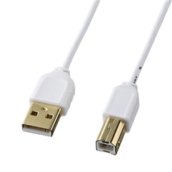 【クリックで詳細表示】極細USBケーブル (USB2.0 A-Bタイプ、2.5m・ホワイト) KU20-SL25W
