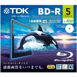 【クリックで詳細表示】録画用追記型ブルーレイディスク 25GB 1-4倍速対応ワイドプリント ホワイト5枚 BRV25PWB5A