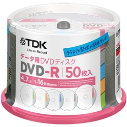 【クリックで詳細表示】データ用DVD-R 4.7GB 1-16倍速 インデックス・ディスク スピンドルケース 50枚入 DR47TC50PA