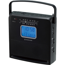 【クリックで詳細表示】持ち運び便利なCDラジオ ブラック SAD4958K