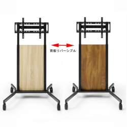 朝日木材加工 ディスプレイスタンド カブト KBT11 黒色 背面収納スペース付 キャスター付 ディスプレイ取付金具付 ディスプレイ推奨サイズ ～100型 PS-KBT11