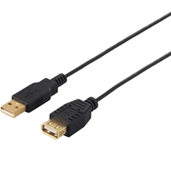 USB2.0延長ケーブル(A to A) スリムタイプ 1m ブラック BSUAASM210BK