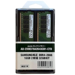 A[gZNg[[ TXW[ 288PIN DDR4-2666/PC4-21300/Unbuffered non-ECC / 32GB(16GB 2Zbg) AU-2XM378A2K43CB1-CTD