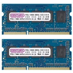 【クリックで詳細表示】産業機器向け低電圧1.35v PC3L-10600/DDR3L-1333 8GBキット ECC SO-DIMM 日本製 CK4GX2-SOD3LUE1333