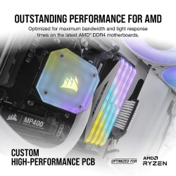 コルセア DDR4 3200MHz 16GB(8GBx2) UDIMM 16-20-20-38 VENGEANCE RGB RT White 1.35V for AMD Ryzen CMN16GX4M2Z3200C16W