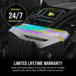 コルセア DDR4 3200MHz 16GB(8GBx2) UDIMM 16-20-20-38 VENGEANCE RGB RT White 1.35V for AMD Ryzen CMN16GX4M2Z3200C16W