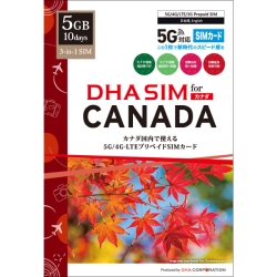 DHA SIM for CANADA Ji_p 105GB f[^ SIMJ[h 5G/4G ndbԍt ndb/SMS DHA-SIM-288