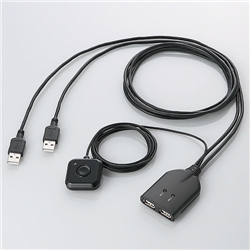 USB対応ケーブル一体型キーボード・マウス用パソコン切替器 (ブラック) KM-A22BBK