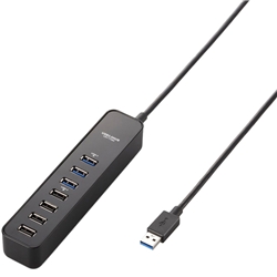 USB3.0ハブ/マグネット付/セルフパワー・バスパワー共用/7ポート/ブラック U3H-T706SBK