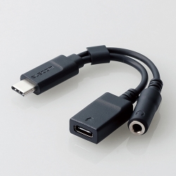 USB Type-C - 4Ƀ3.5mmXeI~jvOϊP[u/d@\t/ubN AD-C35CBK