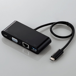 Type-ChbLOXe[V/USB PDΉ/[dpType-C1|[g/USB(3.1)1|[g/D-sub1|[g/LAN|[g/30cmP[u/ubN DST-C10BK