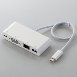 Type-ChbLOXe[V/USB PDΉ/[dpType-C1|[g/USB(3.1)1|[g/D-sub1|[g/LAN|[g/30cmP[u/zCg DST-C10WH