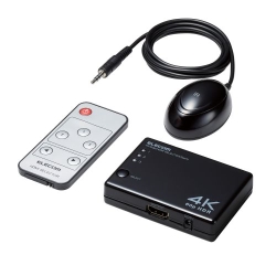 HDMI切替器/4K60Hz対応/3ポート/3入力(HDMI)・1出力(HDMI)/分離型リモコン受光部タイプ/専用リモコン付/専用ACアダプター付き/ブラック DH-SW4KA31BK