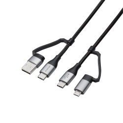 4in1 USBケーブル/USB-A+USB-C/Micro-B+USB-C/USB Power Delivery対応/1.0m/ブラック MPA-AMBCC10BK