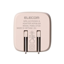 エレコム ILMF/AC充電器/USB充電器/USB Power Delivery対応/PPS対応/65W/USB-C2ポート/スイングプラグ/ホワイト MPA-ACCP43WH-IL