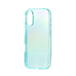 iPhone 17/ソフトケース/クリアオーロラ/メタルステッカー付/ブルー