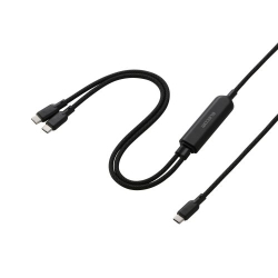 2in1 USB�P�[�u��/Type-C+Type-C/�i�C�������b�V��/USB Power Delivery�Ή�/�ő�140W/1.2m/�u���b�N