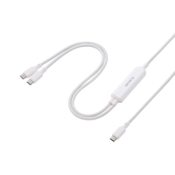 2in1 USB�P�[�u��/Type-C+Type-C/�i�C�������b�V��/USB Power Delivery�Ή�/�ő�140W/1.2m/�z���C�g