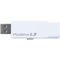 キャップ不要 スライド式 USB3.0メモリー 「ピコドライブL3」 16GB GH-UF3LA16G-WH