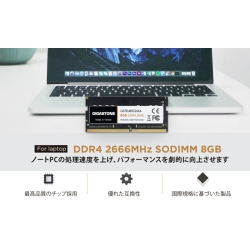 Gigastone 法人向け 1.2V低電圧 ノートPC用メモリ 8GBx2枚 (16GB Kit) SO-DIMM DDR4 2666MHz PC4-21300 CL19 260 Pin Unbuffered Non-ECC GJDDR-4S8GB2666-2PK