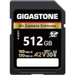 Gigastone SD card 512GB UHS-1U3 V30 A2�X�y�b�N SD�J�[�h �ő�ǂݎ�葬�x160MB/s 4K�r�f�I�B�e�Ή� Cemera  Extreme �M�K�X�g�[��