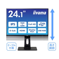 液晶ディスプレイ 24.1型/1920×1200/D-SUB、HDMI、DisplayPort/ブラック/スピーカー:あり/WUXGA/IPS方式/昇降/回転 XUB2495WSU-B4