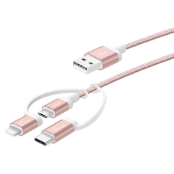Micro-USB Cable with Lightning & Type-C Adapter (3-in-1) [YS[h JMLC11R