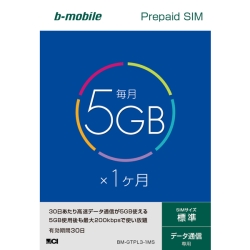 b-mobile 5GB×1SIMpbP[W(WSIM) BM-GTPL3-1MS