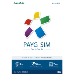 JCI b-mobile [PAYG SIM (microSIM) English] BM-PAYG3-3G60ME