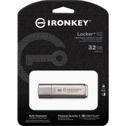 キングストン 32GB セキュリティUSB3.2 Gen1 フラッシュドライブ IronKey Locker+ 50 IKLP50/32GB
