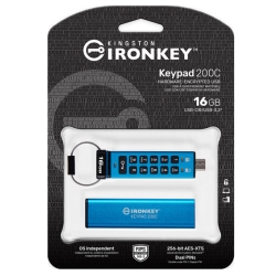 キングストン 16GB USB Type-C IronKey Keypad 200C FIPS 140-3 Lvl 3 AES-256 IKKP200C/16GB