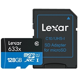 【クリックで詳細表示】High-Performance 633x microSDXC UHS-Iカード SDアダプター付 128GB LSDMI128BBJP633A