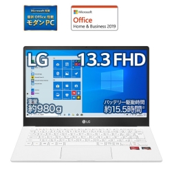 LG Ultra PC (Ryzen 5 4500U/8GB/NVMe SSDE512GB/whCuȂ/Windows10 Home/Office H&B 2019/13.3^/6RA/6Xbh/1920×1080/IPS/980g/15.5) 13U70P-GR54J1