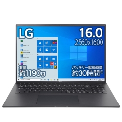 LG gram 16C` 30ԁE1190gEčhȐMILKi(intel i7 1165G7/2560×1600/Iris Xe/16GB/NVMe 1TB/Windows10 Home/OfficeȂ/Black) 16Z90P-KA78J