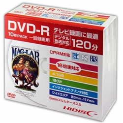 HIDISC DVD-R 16x 4.7GB ^p CPRM 10PX HDDR12JCP10SC
